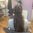 brown hair in chair